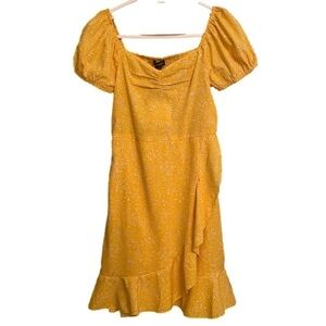 NWT QED London Floral Mini Dress Puffy Sleeves Wrap Style Size XS